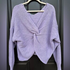 Back Detail Lavender Knit Twist Sweater Spring Sweater